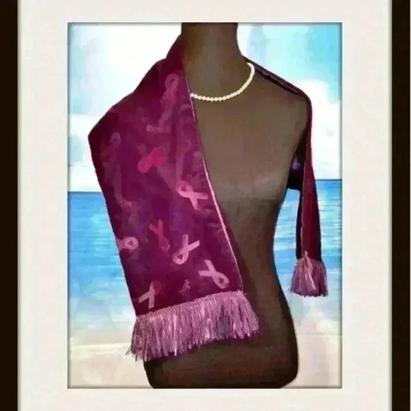 PURPLE Velour Scarf "HOPE" For the CURE SUPPORT Ghost Ribbon Accents Rectangle - Picture 5 of 12